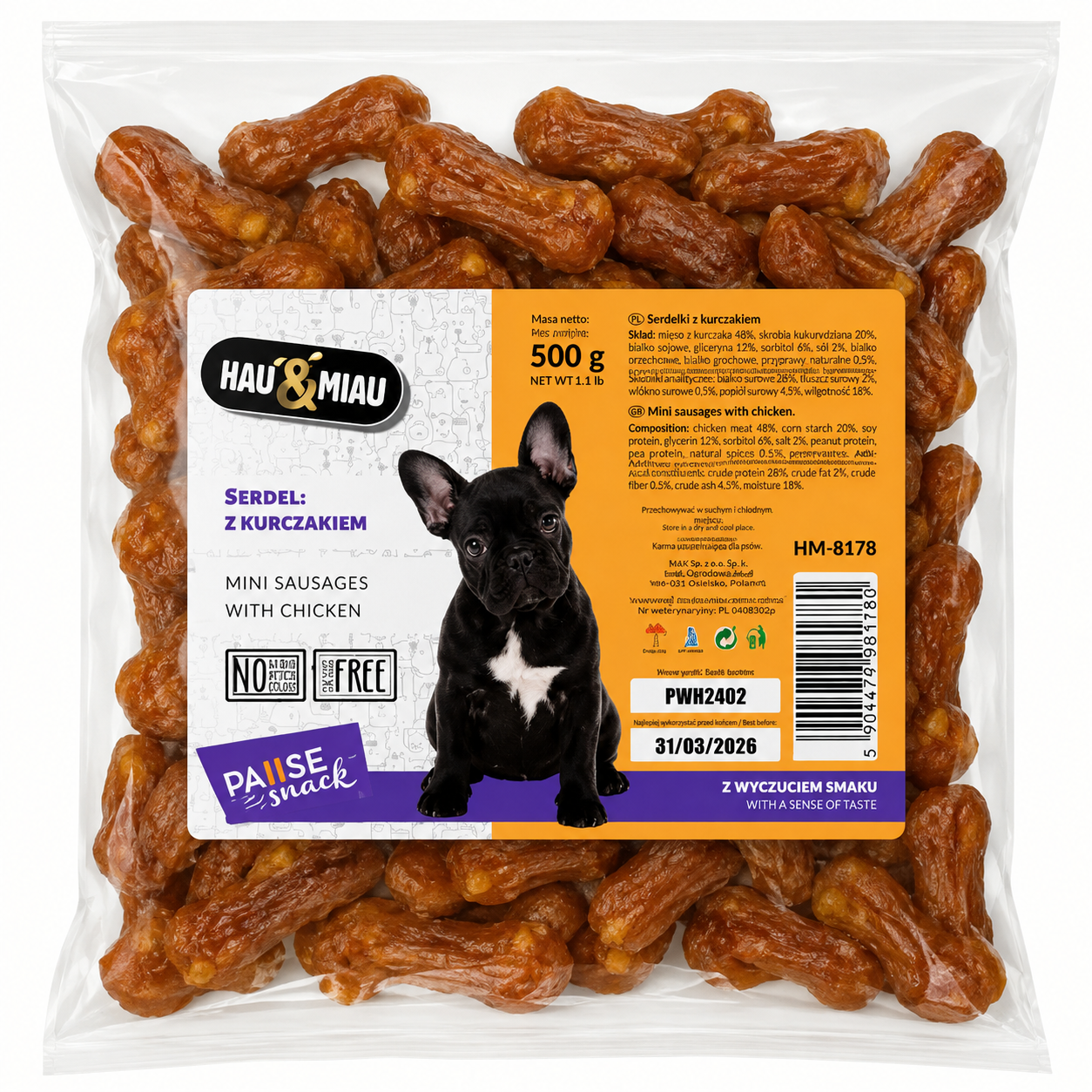 Hau&Miau Mini Sausages Λουκανικάκια για Σκύλους 500g