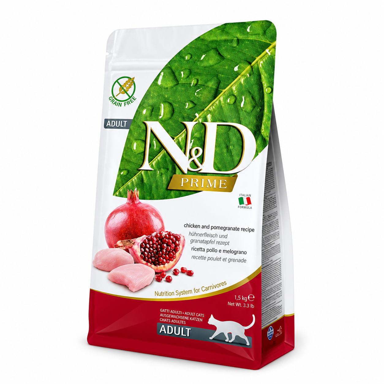 N&D Prime Cat Adult Κοτόπουλο & Ρόδι 1,5kg