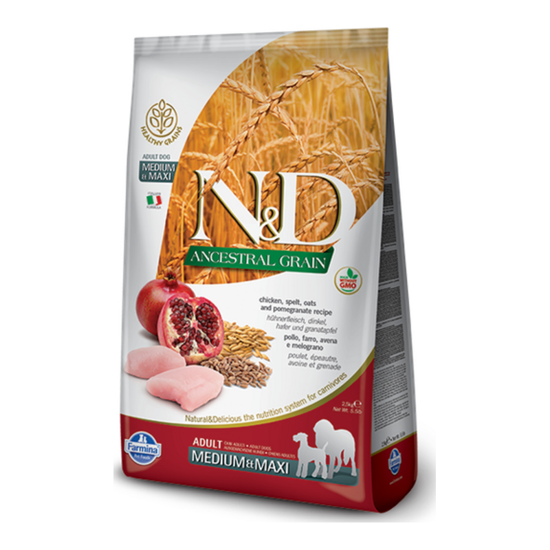 Farmina N&D Ancestral Grain Chicken & Pomegranate Adult Medium & Maxi