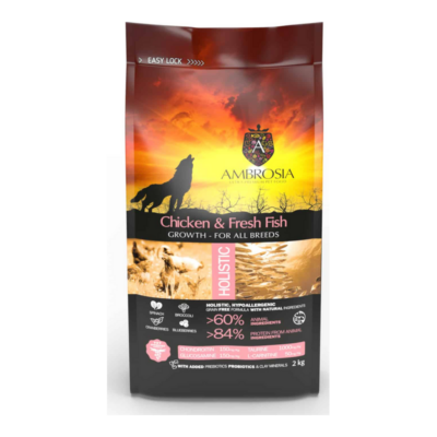 Ambrosia Grain Free Puppy Chicken & Fresh Fish – Ξηρά Τροφή Σκύλου 2kg