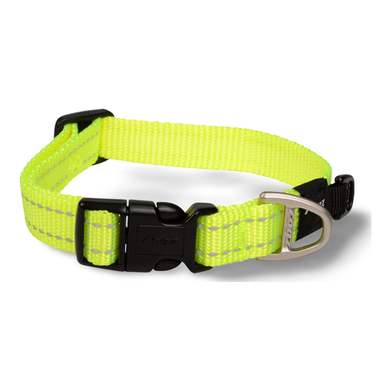 Rogz Utility Fanbelt Ανακλαστικό Περιλαίμιο Σκύλου Dayglo Yellow L 20mm 34–56cm