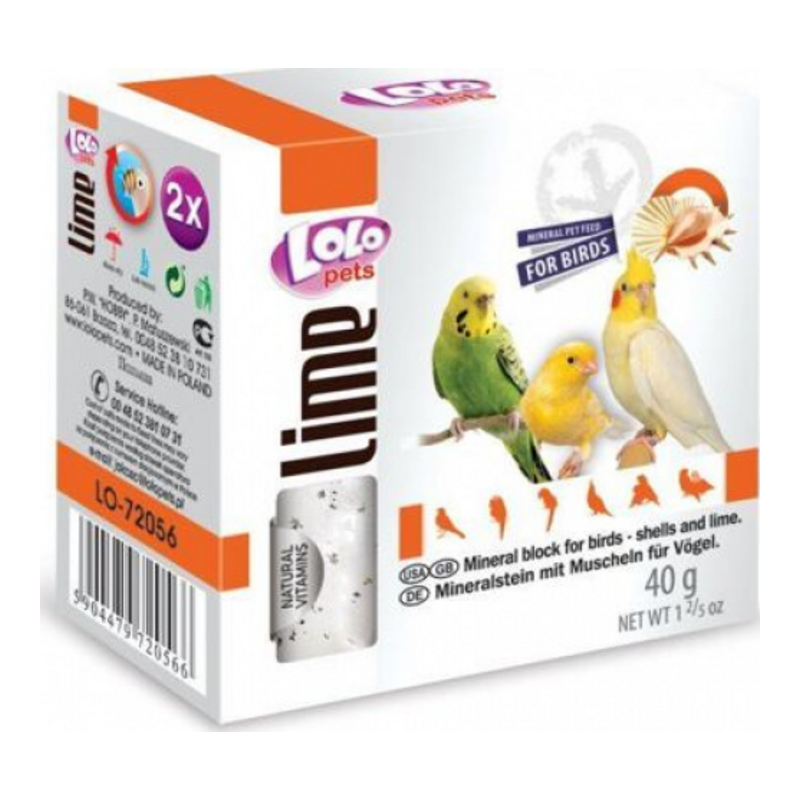 LoLo Pets Mineral Block Πτηνών με Κοχύλια 40g (2τμχ)