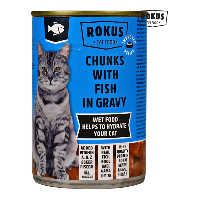 Rokus Cat Chunks with Fish in Gravy Υγρή Τροφή Γάτας 415g