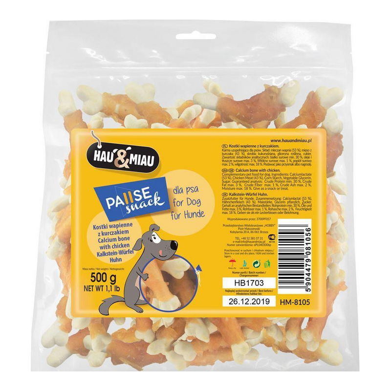 Hau&Miau Calcium Bones with Chicken – Λιχουδιά Σκύλου 500g