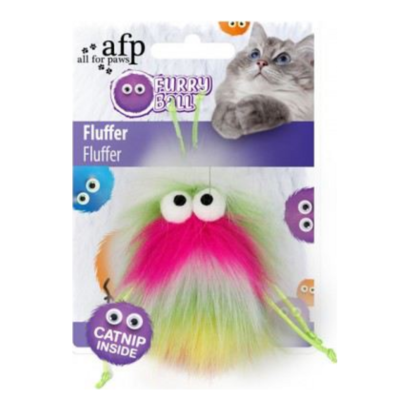 All For Paws Furry Ball Fluffer Παιχνίδι Γάτας Ροζ 15x8x3.5cm